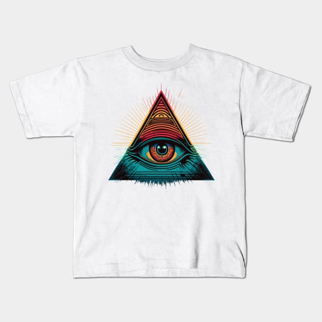 Illuminati Eye Kids T-Shirt by DragonDream